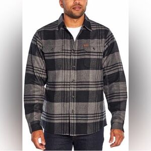 Orvis Men's Plaid Button Down Heavy Weight Long Sleeve Flannel Shirt Sz L Gray